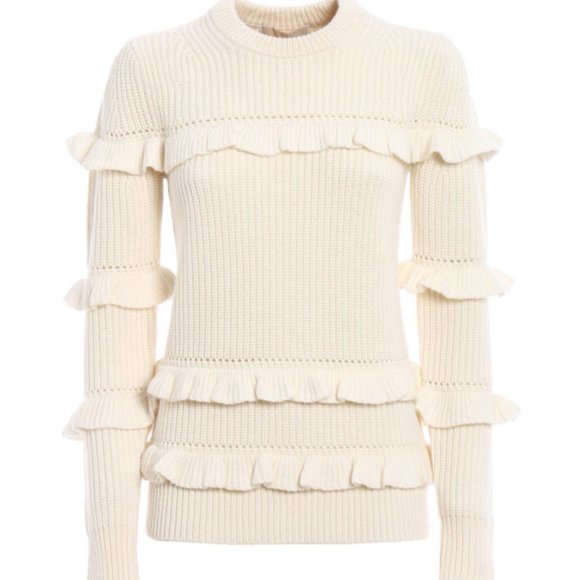 Michael Kors - Bone wool blend frilled sweater - Picture 1 of 2